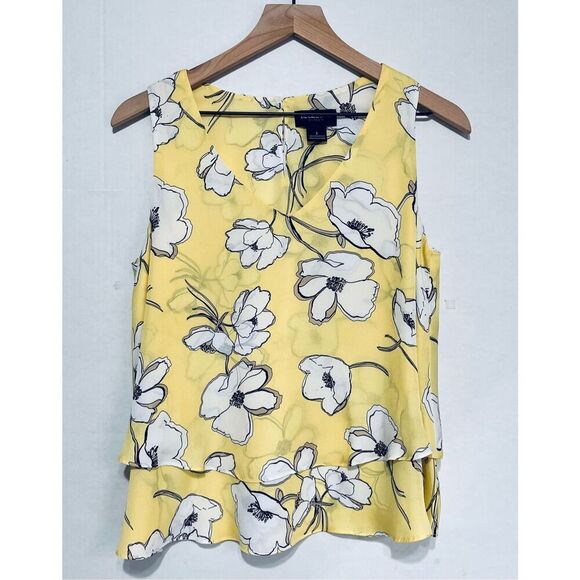 Liz Claiborne Career Yellow Floral Top   Sz S  EUC - Picture 1 of 4